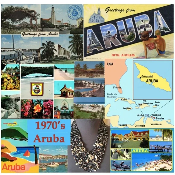 SOLD—Vintage 1970’s Beaded Seashell Tribal Layer Bib Necklace from Aruba - Picture 2 of 16